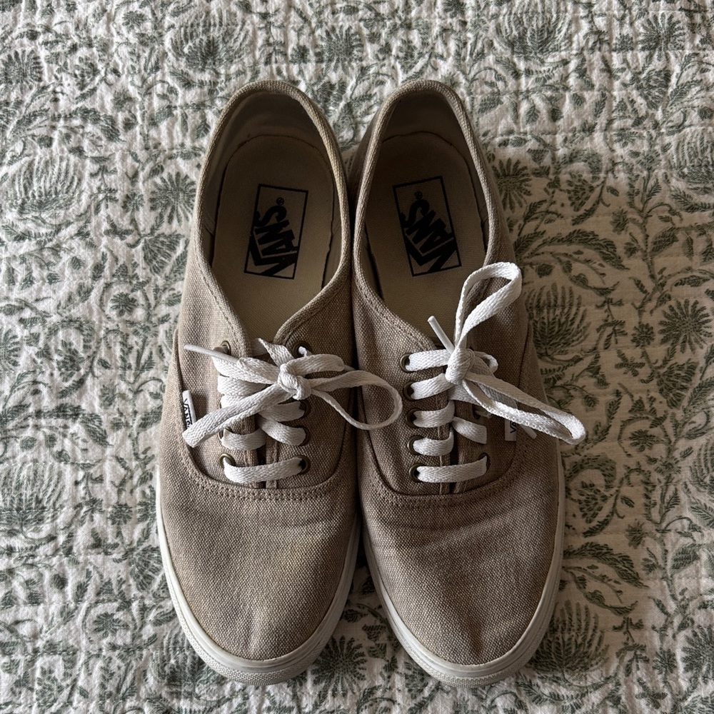 Vans Beige Canvas Lace-Up Sneakers